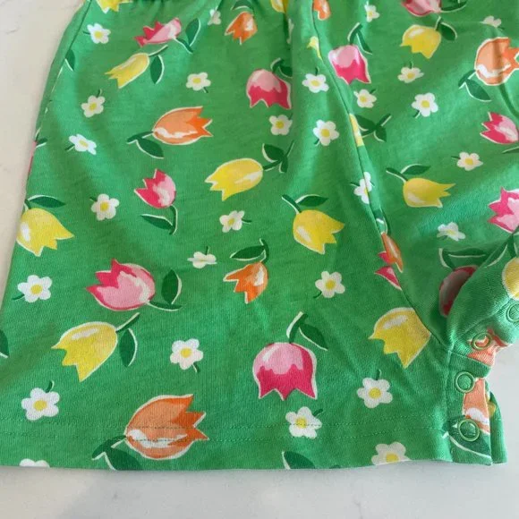 Basic Editions Green Sleeveless Romper Embroidered Flowers Size 3T - Picture 5 of 13